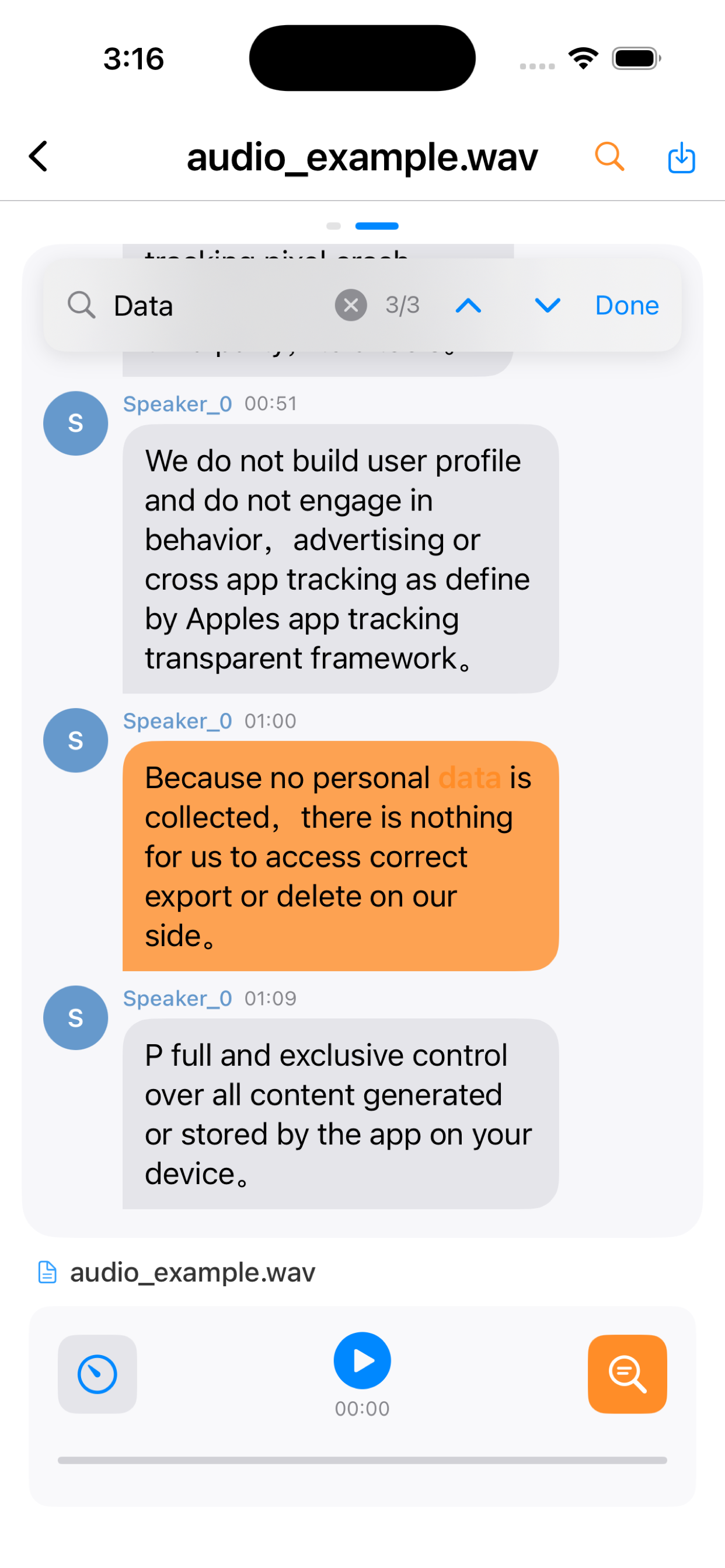 Texpeak speech to text results